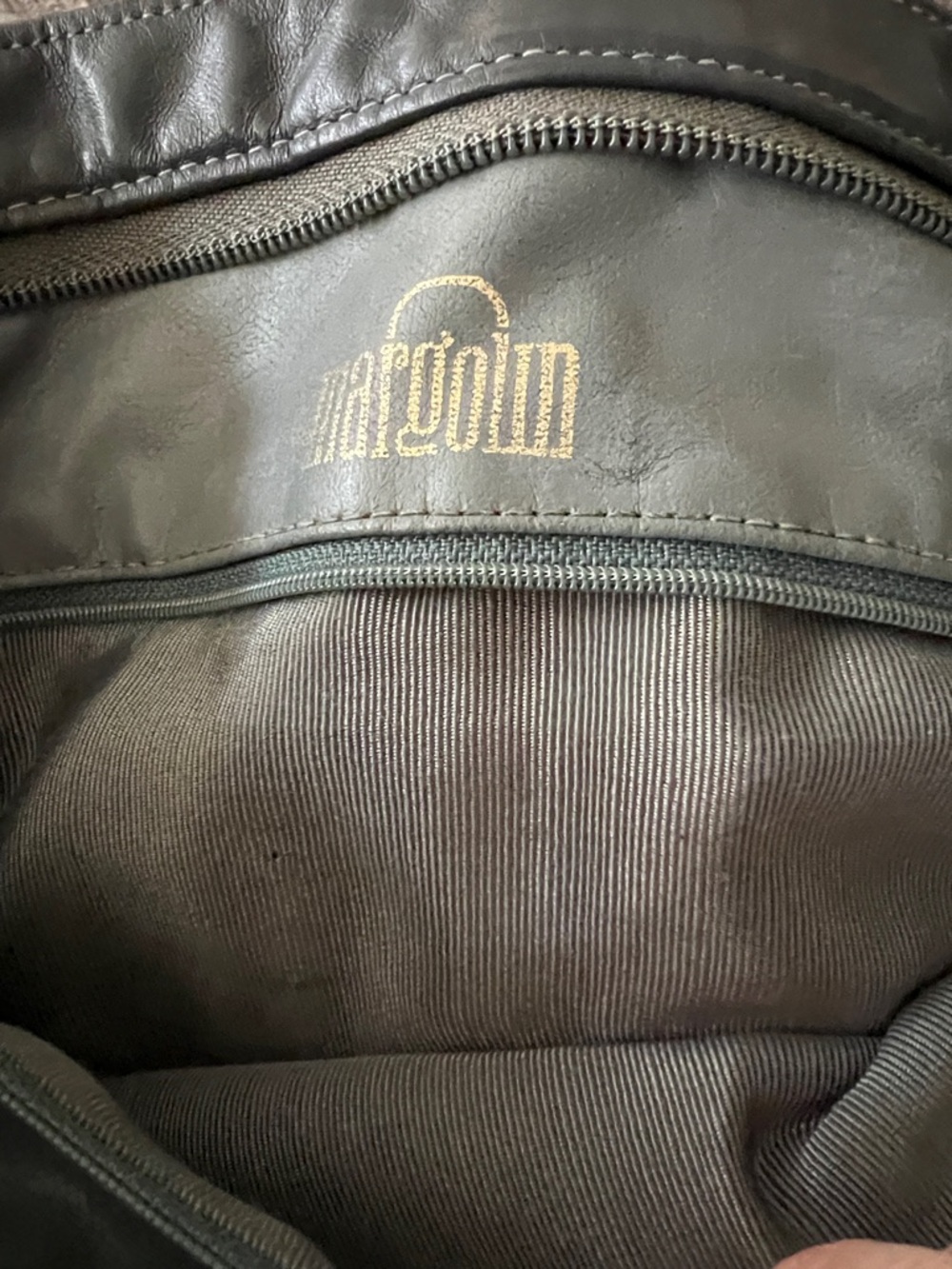 VTG Margolin Charcoal Gray Leather Laptop Tote Shoulder Bag Folded Pleat Detail - Picture 10 of 15